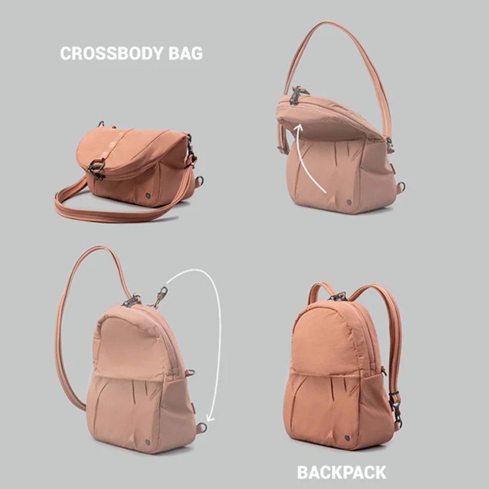 Pacsafe convertible crossbody/backpack.